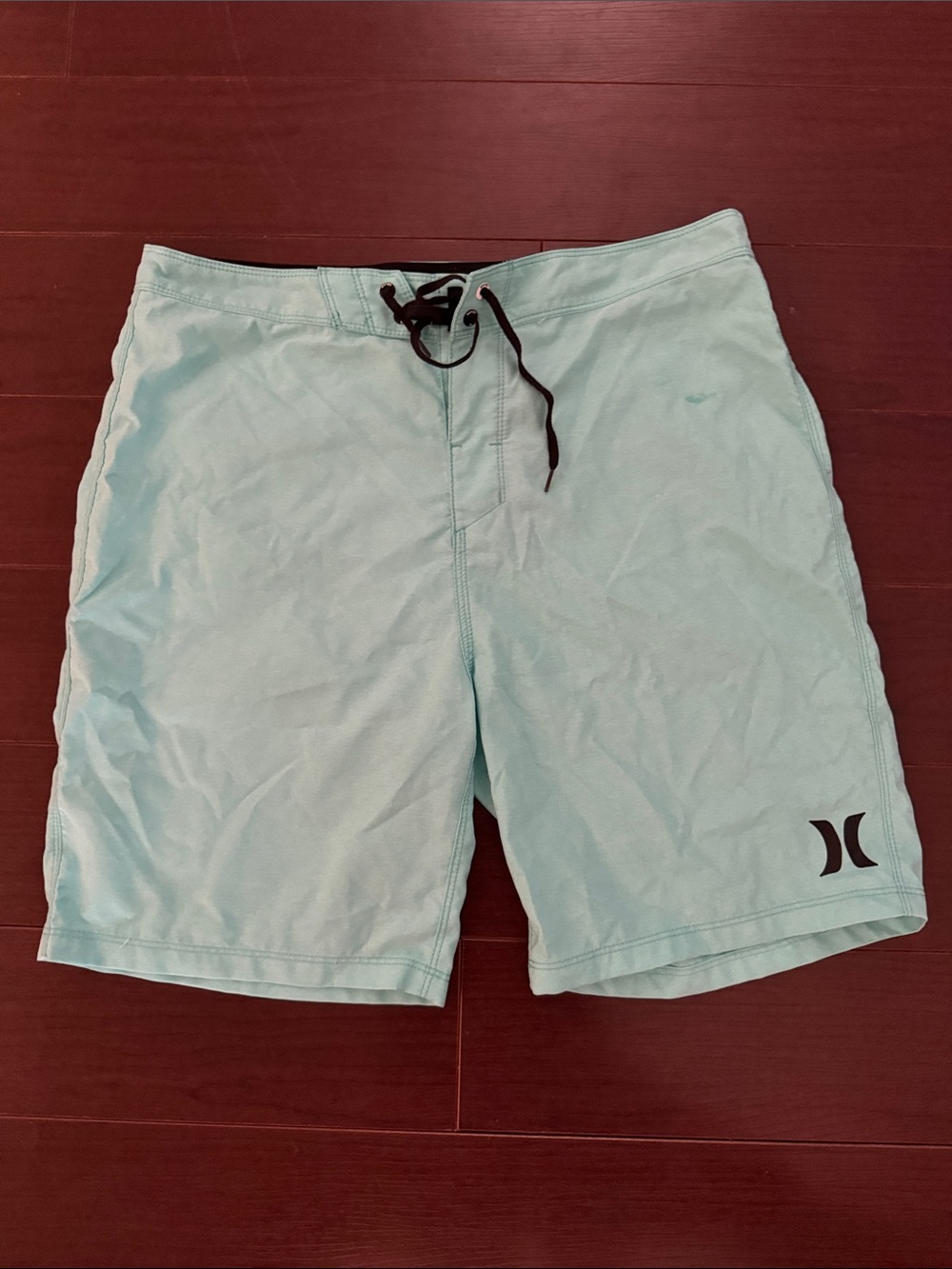 Hurley Men's Aqua Board Shorts with Black Drawstring